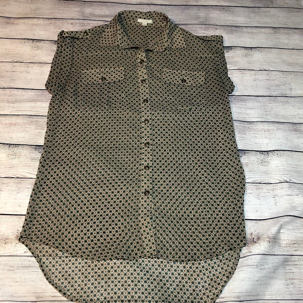 Pleione Sheer Button Down Top Size S